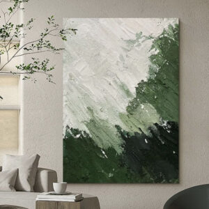 GREEN ABSTRACT HAND-PAINTED TEXTURE OIL PAINTING
