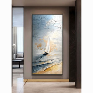 NAUTICAL SEASCAPE HAND-PAINTED OIL PAINTING
