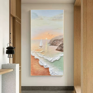 SUNSHINE SEA LANDSCAPE ABSTRACT TEXTURE PAINTING